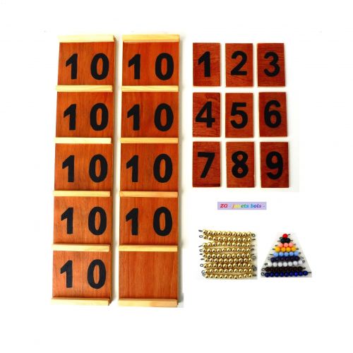  ZGjouetsbois Seguin table math Montessori material I choose set pearls from 10 Golden or orange, vocabulary and numbering, handmade