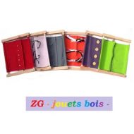 ZGjouetsbois LOT 6 frame dressing Montessori, material teaching practical life fabric colored 100% cotton, fine motor skills, self confidence, handcrafted