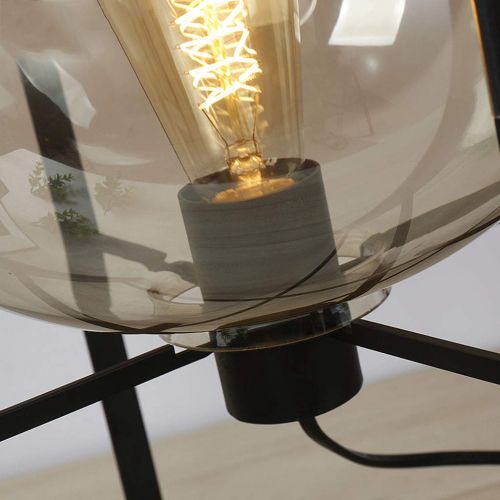  ZH Floor Lamps Floor Lamp Nordic Creative Glass Lampshade Foot Switch E27 Light Source Iron Living Room Simple Bedroom Villa Study Room Decoration Floor Lamp (Color : Smoke Gray)