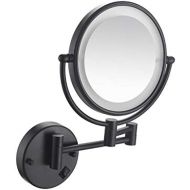 ZHANGY Bathroom Vanity Mirrors, LED Lighted Makeup Mirror, Double-Sided Vanity Mirror Magnification, Powered by Plug(8inch),Black