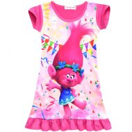 ZHBNN Trolls Toddler Little Girls Nightgown Cartoon Pajamas Princess Dress