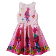 ZHBNN Trolls Little Girls Princess Dress Cartoon Party Dress cosplay clothes