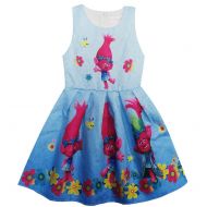 ZHBNN Trolls Little Girls Princess Dress Cartoon Party Dress cosplay clothes