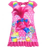 ZHBNN Trolls Comfy Loose Girls Cartoon Printed Princess Nightgown Dress