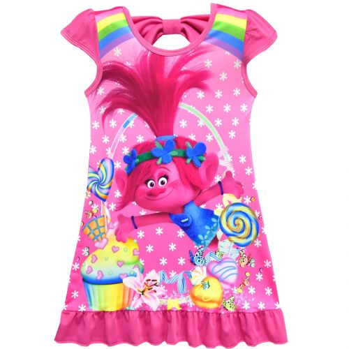  ZHBNN Trolls Comfy Loose Girls Cartoon Printed Princess Nightgown Dress