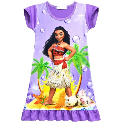  ZHBNN Moana Girls Nightgown Cartoon Pajamas Princess Dress