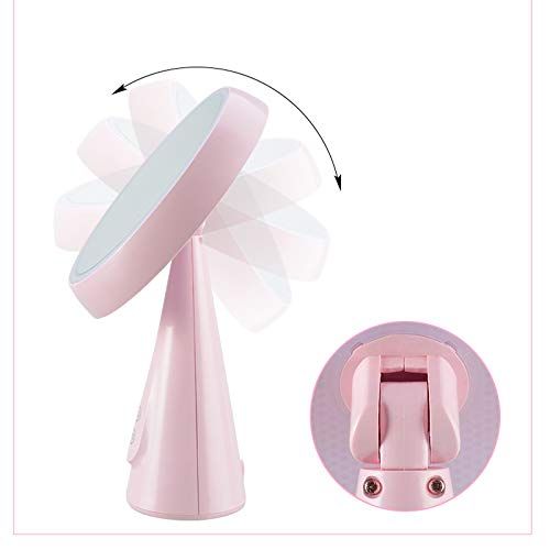  ZHBWJSH LED Beauty Mirror Desktop Fill Mirror Smart Desktop Dimming Mirror 19.631cm (Color : Pink)