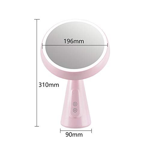  ZHBWJSH LED Beauty Mirror Desktop Fill Mirror Smart Desktop Dimming Mirror 19.631cm (Color : Pink)