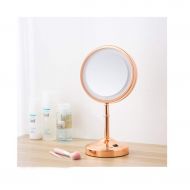 ZHBWJSH LED Double-Sided Mirror Desktop Desktop Fill Mirror Wrought Iron Mirror 13.233cm (Color : Gold)