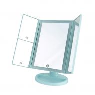 ZHBWJSH LED Beauty Mirror Desktop Fill Lens Folding Mirror 18X28cm (Color : Blue)