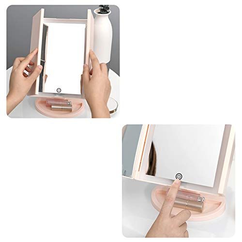  ZHBWJSH LED Beauty Mirror Desktop Fill Lens Folding Mirror 1828cm (Color : Blue)