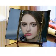 ZHBWJSH Foldable Polygon Mirror LED Fill Mirror Desktop Beauty Mirror 1215.5cm Black