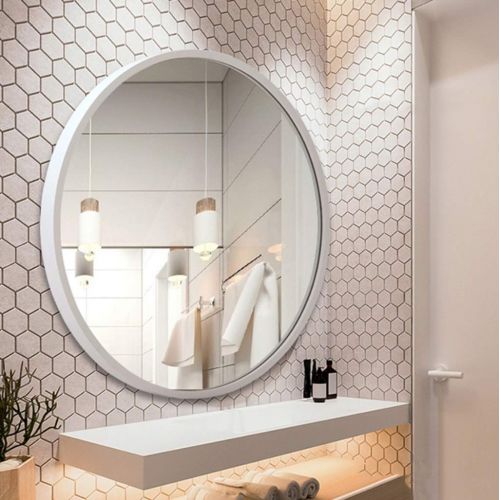  ZHBWJSH Bathroom Mirror - Makeup Mirror Wall Mirror Large Round Mirror Decorative Mirror, Four Colors (Color : White, Size : 60cm)