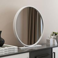 ZHBWJSH Round Vanity Mirror Bedroom Princess Dressing Table Mirror Iron Single-Sided Beauty Mirror, Four (Color : White, Size : 50cm)