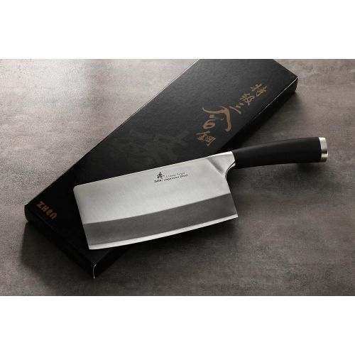  [아마존베스트]ZHEN Japanese VG-10 3-Layer Forged High Carbon Stainless Steel Medium Duty Cleaver Chef Butcher Chopping Knife (Bone Chopper), 6.5-inch, TPR Handle