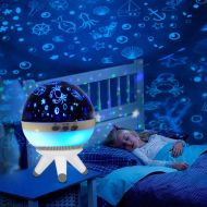 ZHENWOCAI 1W Romantic LED Rotating Ocean Projector Night Light for Kid Nursery Mood Sleep Decorative Lamp White