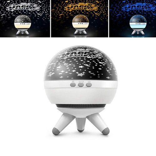  ZHENWOCAI 1W Romantic LED Rotating Ocean Projector Night Light for Kid Nursery Mood Sleep Decorative Lamp White