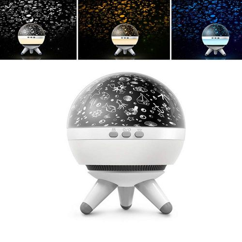  ZHENWOCAI 1W Romantic LED Rotating Ocean Projector Night Light for Kid Nursery Mood Sleep Decorative Lamp White