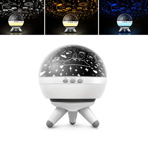  ZHENWOCAI 1W Romantic LED Rotating Ocean Projector Night Light for Kid Nursery Mood Sleep Decorative Lamp White