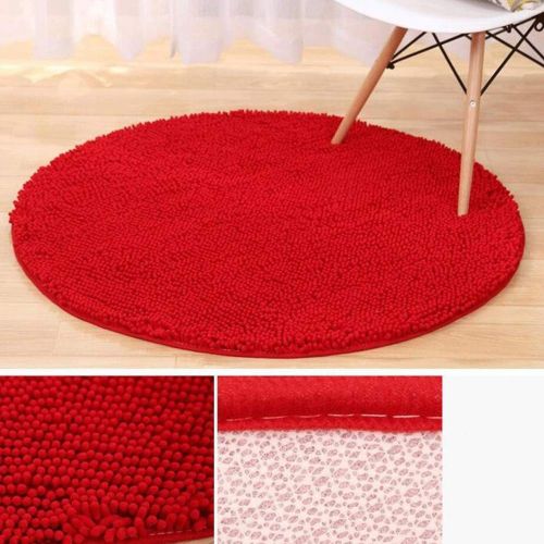  ZHFHA Thickened Chenille Mats Round Computer Chair Anti-Skid Pad Door Mats Bathroom Mats Non-Slip Kitchen Mat Doormat Runner Rug Set (Color : Red, Size : 160cm)