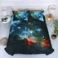 ZHH 3D Duvet Cover Sets Twin Size Galaxy Space Pattern Kids Bedding Set Ultra Soft Starry Theme Quilt Cover for Boys, Kids and Teens (1 Duvet Cover + 2 Pillowcases) (Full, Galaxy B