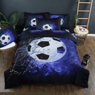 ZHH 3D Duvet Cover Sets Full Size Sports Football Pattern Kids Bedding Set Ultra Soft Quilt Cover for Boys, Kids and Teens (1 Duvet Cover + 2 Pillowcases) (Full, Football)