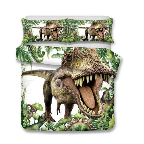  ZHH 3D Dinosaur Duvet Cover Sets Tyrannosaurus Rex Kids Bedding Set Ultra Soft Hypoallergenic Microfiber Boys Childrens Quilt Cover Bedding Set, 1 Duvet Cover Set + 2 Pillowcases(F