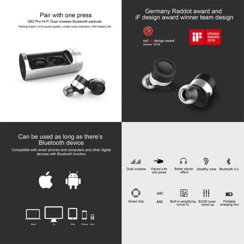  ZHJ-Bluetooth earphone Bluetooth Earbuds Wireless Bluetooth Headset Binaural Mini Stereo Headset ABS-Silver