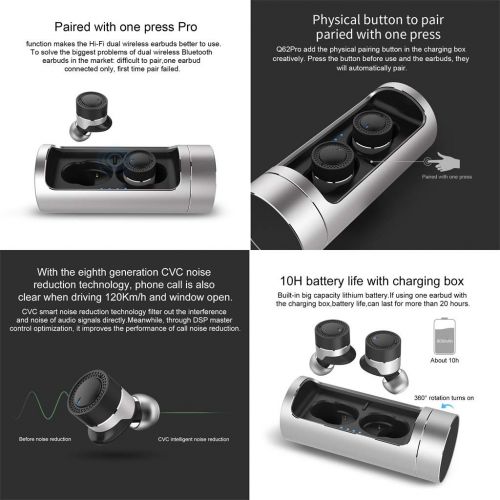  ZHJ-Bluetooth earphone Bluetooth Earbuds Wireless Bluetooth Headset Binaural Mini Stereo Headset ABS-Silver