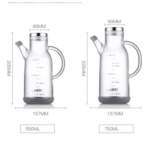  ZHJCFYH Glass Oil Pot Leak-proof Control Inverted Oil Bottle Small Tank Kitchen Supplies Household Soy Sauce Sesame Oil Vinegar Pot 550ml High Borosilicate Glass Oil Pot (Capacity : 750ml)