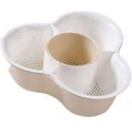 [아마존베스트]ZHONGLIAN Plastic Fruit Basket, Creative Triangle Hot Pot Assortment Drain,Double Plate Household Storage Basket, Detachable Set Washing bowl (Beige)
