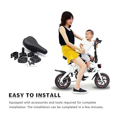  Set of Children Saddle Seat Foot Pedals,Bike Children Front Mounted Saddle Seat with Seat Cover Combo Pack,Bicycle Saddle Designed for F -Wheel DYU Electric Bike Foot