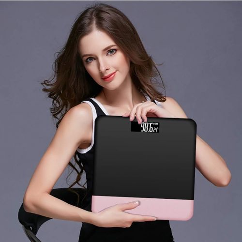  ZHPRZD Mini Weight Scale Glass Electronic Scale Human Health Electronic Scale Electronic Scale (Color : Black+Rose Gold)