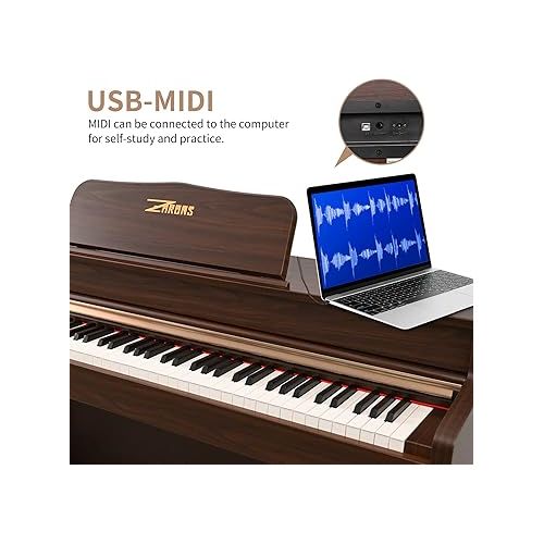  ZHRUNS Digital Piano, 88 Key Full Weighted Keyboard Piano,Professional Acoustic Heavy Hammer Keyboard Electric Piano, Sustain Pedal,USB MIDI Connecting Audio Output ZR-903