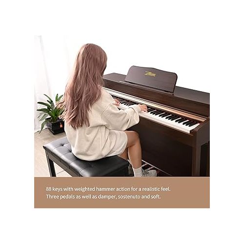 ZHRUNS Digital Piano, 88 Key Full Weighted Keyboard Piano,Professional Acoustic Heavy Hammer Keyboard Electric Piano, Sustain Pedal,USB MIDI Connecting Audio Output ZR-903