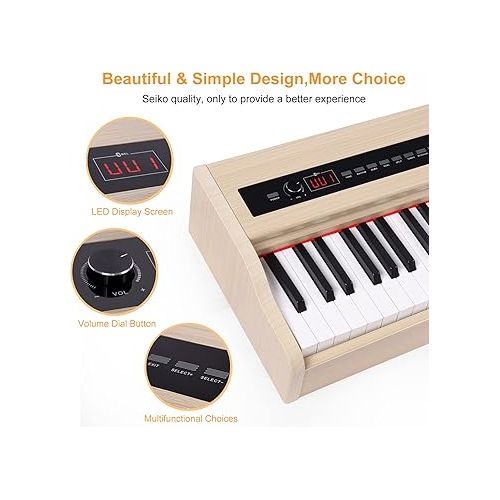  ZHRUNS Digital Piano,88 key Weighted Keyboard Piano,Heavy Hammer Keyboard Sustain Pedal, Power Supply,USB Connecting and Audio Input/Output for Beginner & Professional