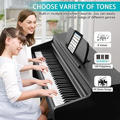  [아마존베스트]ZHRUNS Digital Piano,88 Heavy Hammer Piano Keys with Touch Response Electric Keyboard Piano/Music Stand+Power Adapter+3 Metal Pedals+Instruction Book,Headphone Jack/MIDI Input/Outp