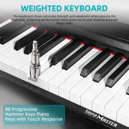  [아마존베스트]ZHRUNS Digital Piano,88 Heavy Hammer Piano Keys with Touch Response Electric Keyboard Piano/Music Stand+Power Adapter+3 Metal Pedals+Instruction Book,Headphone Jack/MIDI Input/Outp