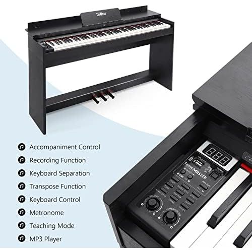  [아마존베스트]ZHRUNS 88 Key Weighted Digital Piano /MP3 Function, Remote Control, Power Supply, 3 Pedals, Instruction Book, MIDI/Headphone/Audio Output Feature, Suit for Kids, Teen, Adult