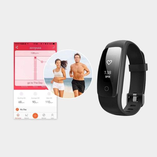  ZHT Fitness Tracker HR, ID107Plus Heart Rate Monitor Fitness Smart Watch, with Sleep Monitor Waterproof Pedometer Smart Bracelet, Calorie Counter, Children, Male, Female Pedometer