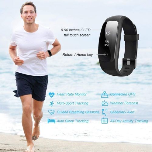  ZHT Fitness Tracker HR, ID107Plus Heart Rate Monitor Fitness Smart Watch, with Sleep Monitor Waterproof Pedometer Smart Bracelet, Calorie Counter, Children, Male, Female Pedometer