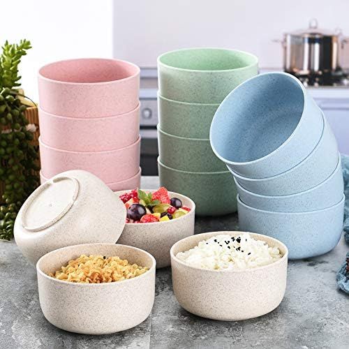  [아마존베스트]ZHUXUANFJ Unbreakable cereal bowl, wheat straw fiber lightweight bowl set 4-Dishwasher and microwave safe-children, rice bowls, soup bowls, kitchen bowls, environmentally friendly reusable s