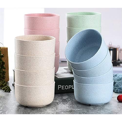  [아마존베스트]ZHUXUANFJ Unbreakable cereal bowl, wheat straw fiber lightweight bowl set 4-Dishwasher and microwave safe-children, rice bowls, soup bowls, kitchen bowls, environmentally friendly reusable s