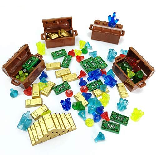  ZHX Treasure Accessories Set Building Blocks Bullion Money Gold Bar Jewelry Toy Parts Brick