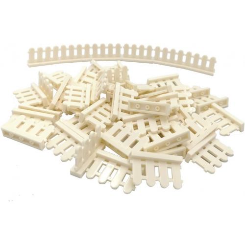  ZHX 50 PCS City Accessories Bricks Fence 1 x 4 x 2 White Picket Fence Building Block Toy