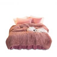 ZI TENG Shaggy Plush Duvet Cover 3PC Warm Thick Coral Fleece Princess Bedding Set Solid Winter Faux Fur for Girls Ultra Soft Plush Duvet Cover 3PC Including 1Duvet Cover,2Pillowcas