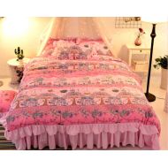 ZI TENG Princess Bedding Set Pink Girl Cartoon Princess Duvet Cover Set Children Favorite Gorgeous Bed Set Twin Full Size 4PC (1Duvet Cover /1Bedskirt /2Pillowcases)