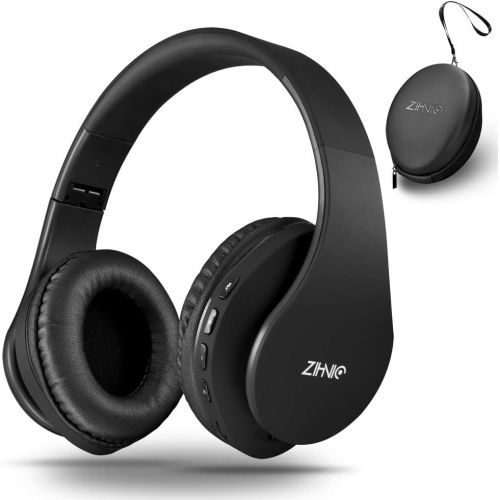  Bluetooth Headphones Over-Ear, Zihnic Foldable Wireless and Wired Stereo Headset Micro SD/TF, FM for Cell Phone,PC,Soft Earmuffs &Light Weight for Prolonged Wearing (Black)