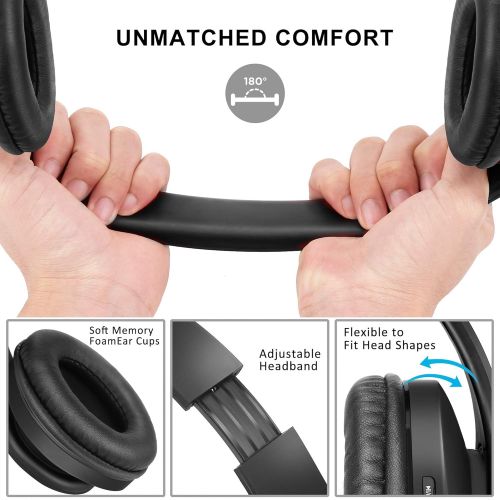  Bluetooth Headphones Over-Ear, Zihnic Foldable Wireless and Wired Stereo Headset Micro SD/TF, FM for Cell Phone,PC,Soft Earmuffs &Light Weight for Prolonged Wearing (Black)