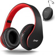 Bluetooth Headphones Over-Ear, Zihnic Foldable Wireless and Wired Stereo Headset Micro SD/TF, FM for Cell Phone,PC,Soft Earmuffs &Light Weight for Prolonged Wearing (Black/red)